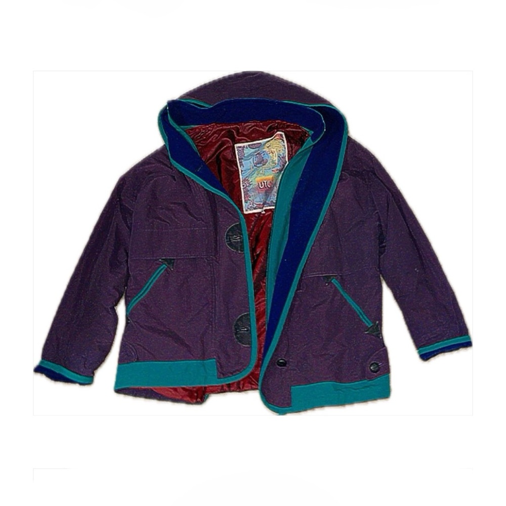UTEX VINTAGE COAT BLUE PURPLE TEAL RED